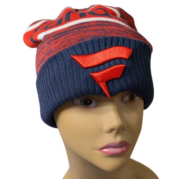 Fanatics Orange & Navy Pom-Pom Beanie Hat 100% Acrylic One Size Fits Most NWT - Picture 1 of 9